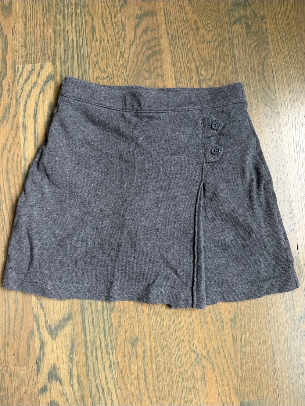 Lands' End Charcoal Knit A-Line Skirt with Button Accent